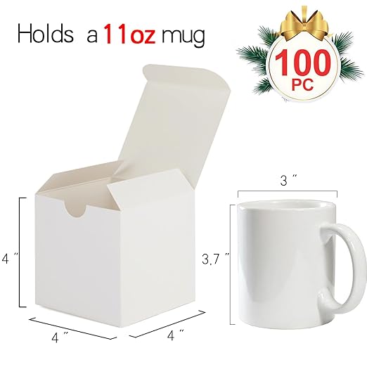 MESHA Small White Gift Boxes 4x4x4'' 100 Pack, Gift Box - Image 2