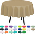 QIKSION Gold Round Tablecloth 2 Pack, 84 Inch Plastic Table Cover Disposable by QIKSION