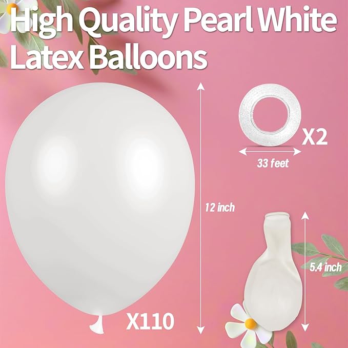 KAWKALSH Pearl White Balloon 12 Inch - Image 2
