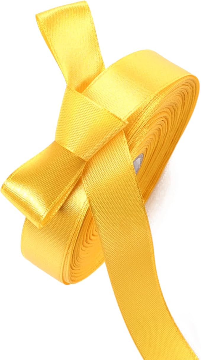 5/8 Inch Yellow Satin Ribbon 50 Yards Solid Fabric Ribbons by Celadora