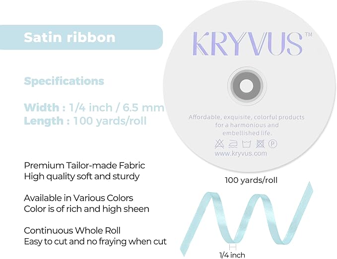 Light Blue Satin Ribbon 1/4 inch X Continuous 100 Yards, Single Face Polyester - Image 3