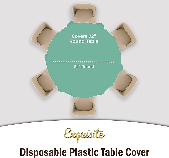 Party Solids Pack Of 12 Premium Plastic Tablecloth 84 Inch Round Table Cover - Image 4