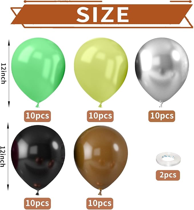 Green and Brown Balloons, Camping Game Jungle Theme Camo Birthday Baby Shower - Image 2