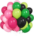 Black and Pink Green Balloons, 12 Inch Hot Pink Dark Light Green Black Latex by Dagelar