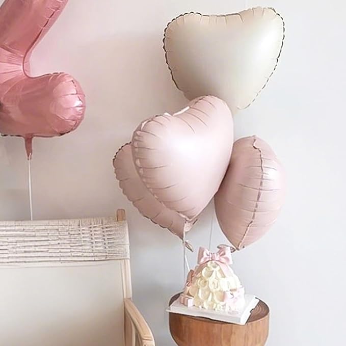 Baby Pink White Heart Balloons - Image 4