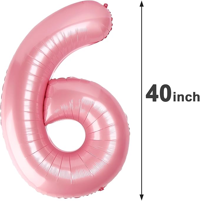40 Inch Pearlescent Pink Mylar Foil Number 6 Birthday Balloon, Digital Balloons - Image 2