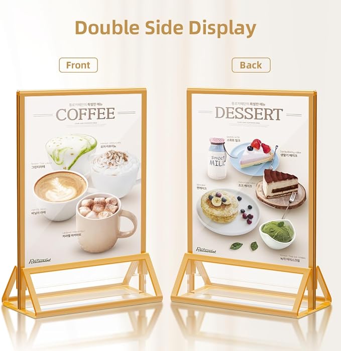 Gold Picture Frame 4X6 Acrylic Sign Holder Double Sided Clear Acrylic Frames - Image 4