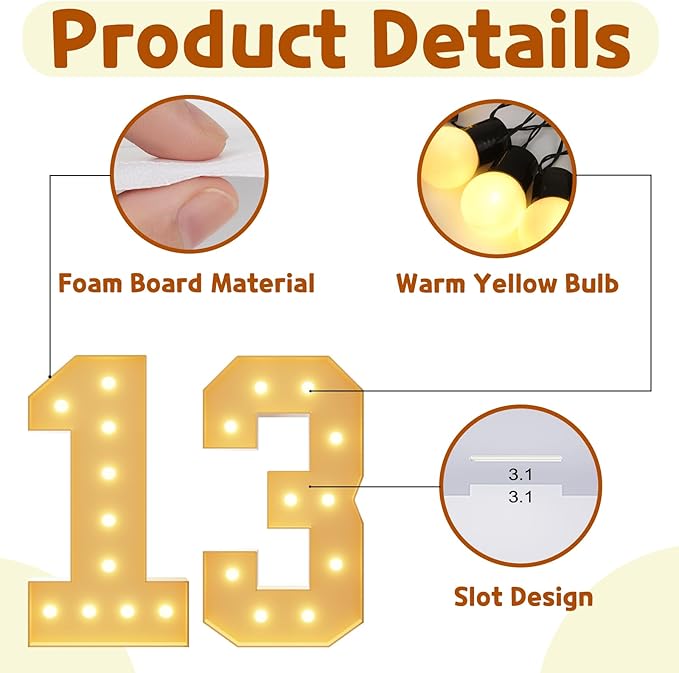 Imprsv 4FT Light Up Numbers, Marquee 13th Birthday Decorations - Image 4