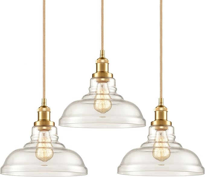 CLAXY Modern Gold Pendant Light Classic Glass Dome Kitchen Hanging Light by ecopowerlight