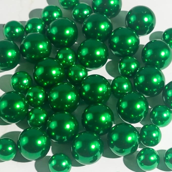 150Pcs Green Polished No Hole Faux Pearl Beads by Cusmation