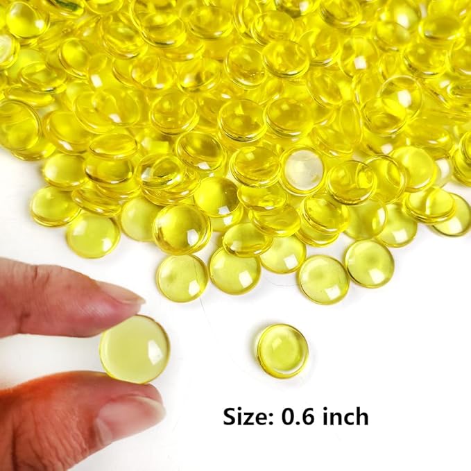 630 PCS Yellow Acrylic Flat Marbles Decorative Gems Table Confetti - Image 2