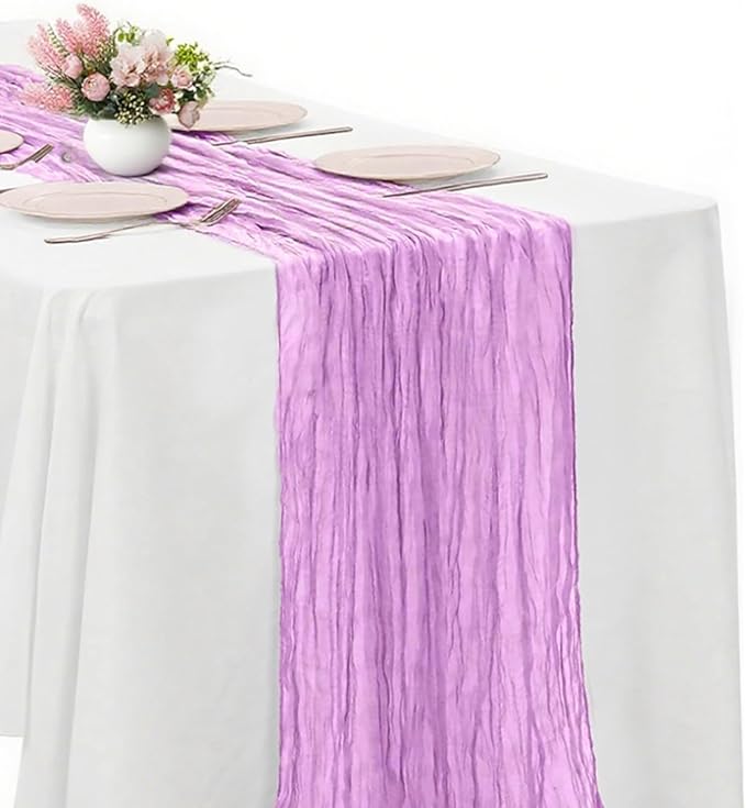 Light Purple Cheesecloth Table Runner -21*120Inch Long Boho Wedding Table Decor by MIRRASMIRROR