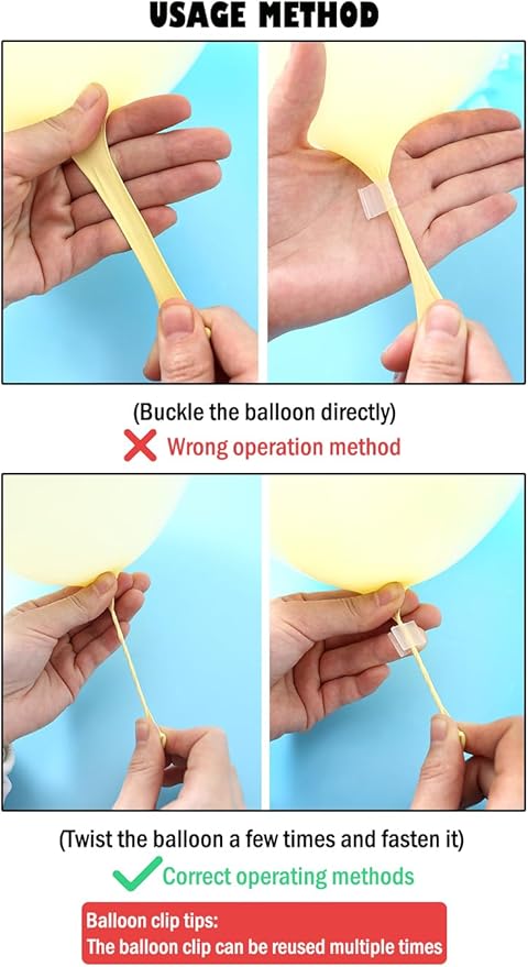 AKOAK 100 Pcs Useful "V" Shaped Balloon Seal Clip Transparent Balloon Button - Image 6