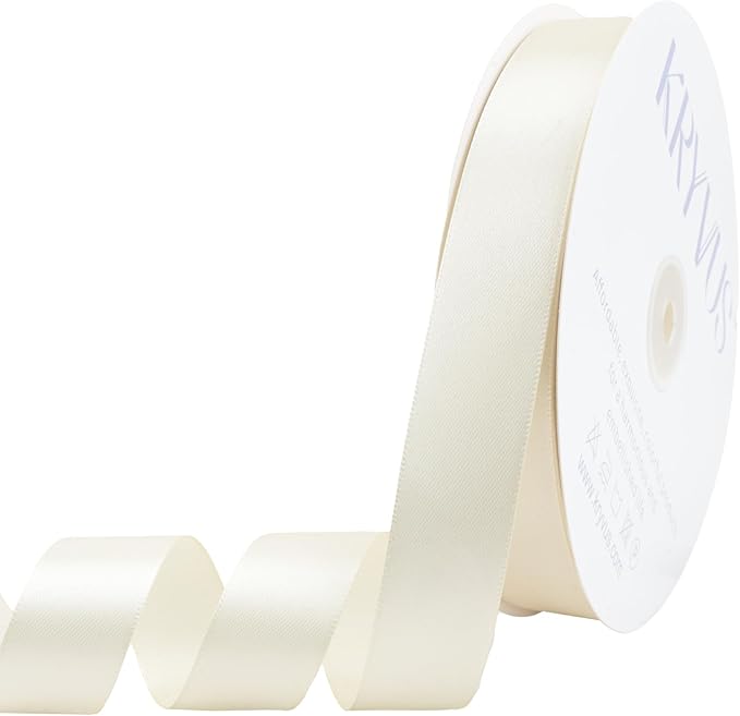 Beige Satin Ribbon 1 inch X Continuous 100 Yards, Single Face Polyester Ribbon by Kryvusribbon