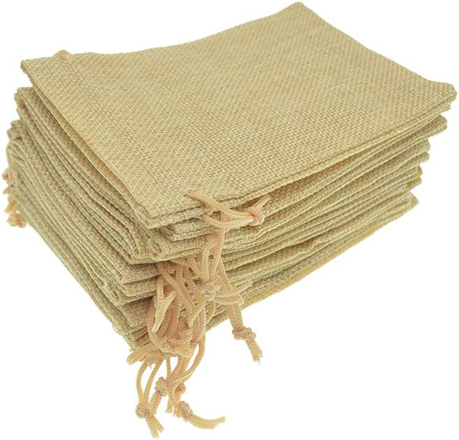20Pcs Drawstring Burlap Bags 5x7, Flaxen Jute Sacks Jewelry Candy Pouch - Image 2