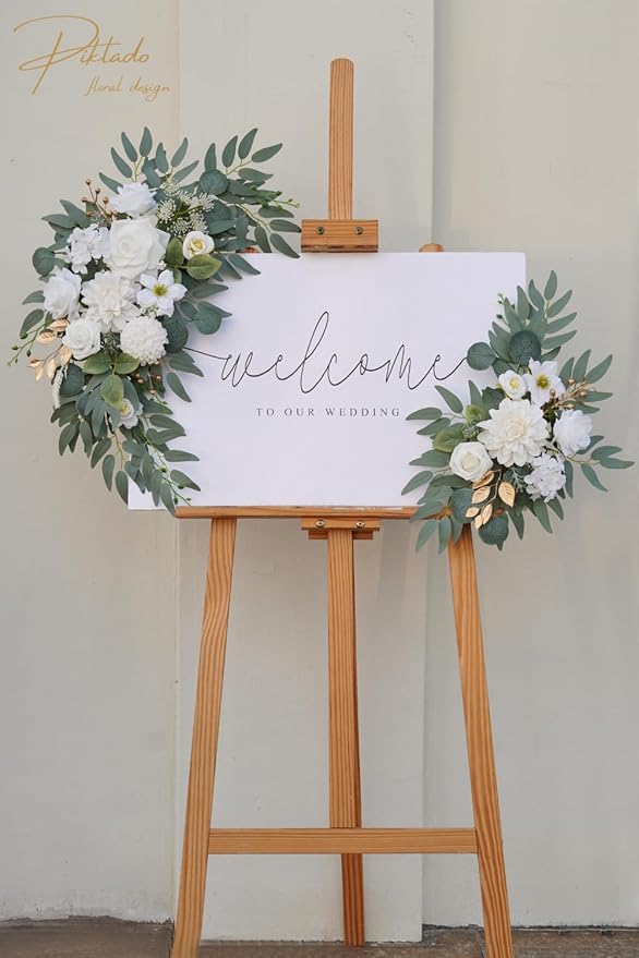 Faux Flower Swag Set of 2 for Wedding Welcome Signs Floral Swag Wedding - Image 5