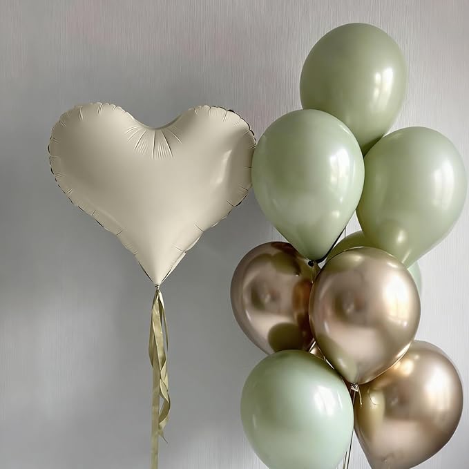 Cream White Heart Balloons, 24Inch Large White Heart Foil Balloons - Image 4