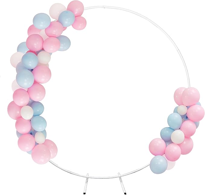 Round Backdrop Stand Circle Arch, 6.5ft White Metal Balloon Arch Kit by Unknown