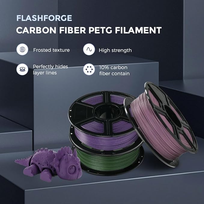FLASHFORGE Carbon Fiber PETG Filament 1.75mm, Carbon Fiber PETG 3D Printer - Image 2