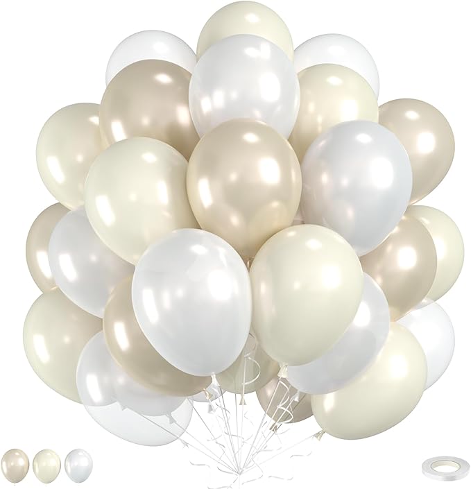 Double Stuffed Pearl Balloons, Two Types Double Stuffed Sand White Balloon by Saxuxu
