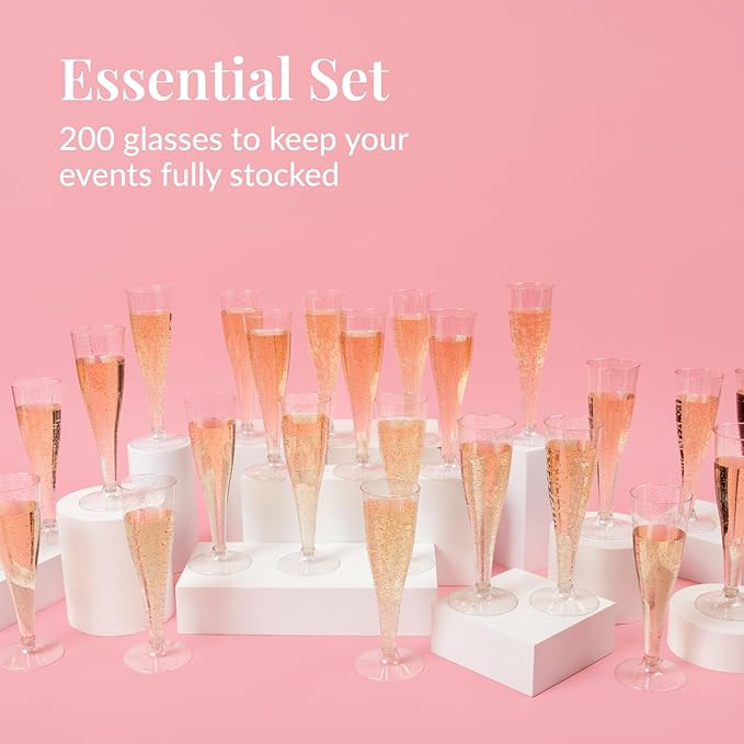 Prestee 200 Disposable Champagne Flutes Plastic 200 Pack - Image 4