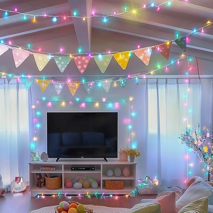 LAMPHOME Colorful String Lights, 66 ft 200 LED Pastel Easter Lights 11 Modes - Image 2