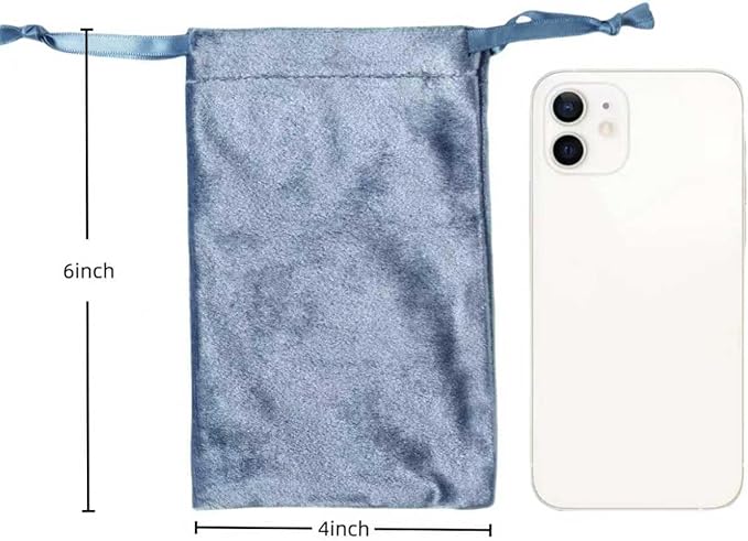 QIANF 12pcs Dusty Blue Velvet Drawstring Bags 4x6 inches Glossy Small Velvet - Image 2