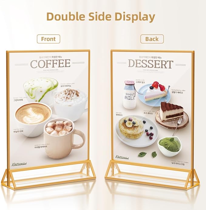 Acrylic Sign Holder 8.5X11 Gold Picture Frame Double Sided Acrylic Frame - Image 4