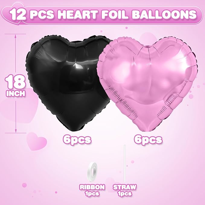 Black Purple Heart Balloons - Image 2