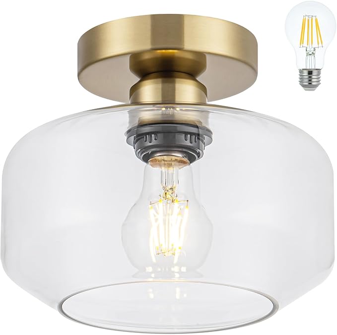 Golden Semi Flush Mount Ceiling Light by Tbaoinla