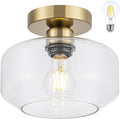 Golden Semi Flush Mount Ceiling Light by Tbaoinla