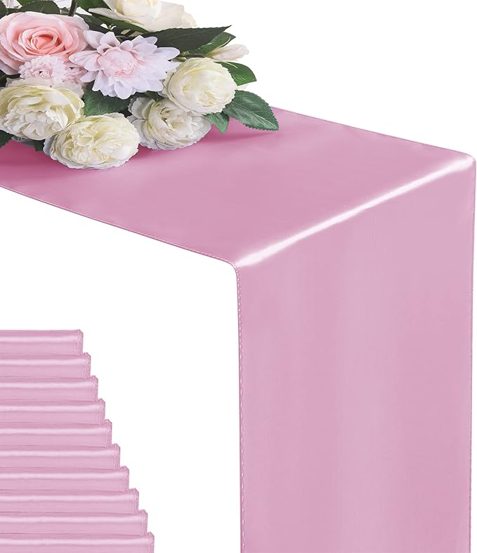12Pack Table Runner 12 x 108 Inches Satin Silk Table Runner by flohar