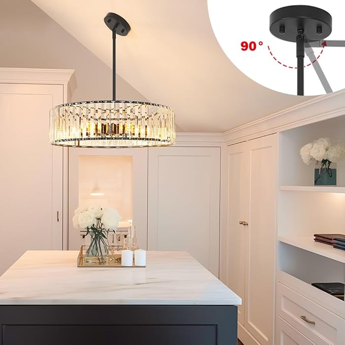 Modern Crystal Chandelier, 6-light Dinning Room Light Fixture, Round Pendant - Image 3