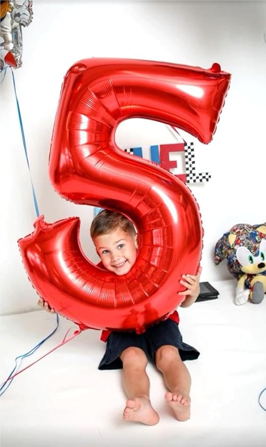 Red 40 Inch Large Number 5 Birthday Balloon, Five 5th 15 25 35 50 55 Birthday - Image 4