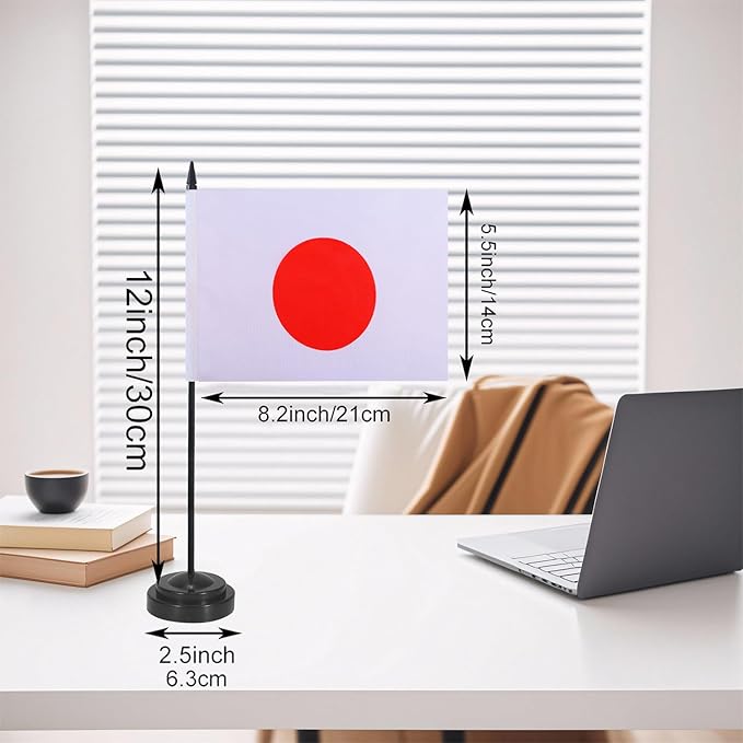 Japan Desk Flag 12" Solid Pole Deluxe Set Japanese Flags Banner Mini Small - Image 2