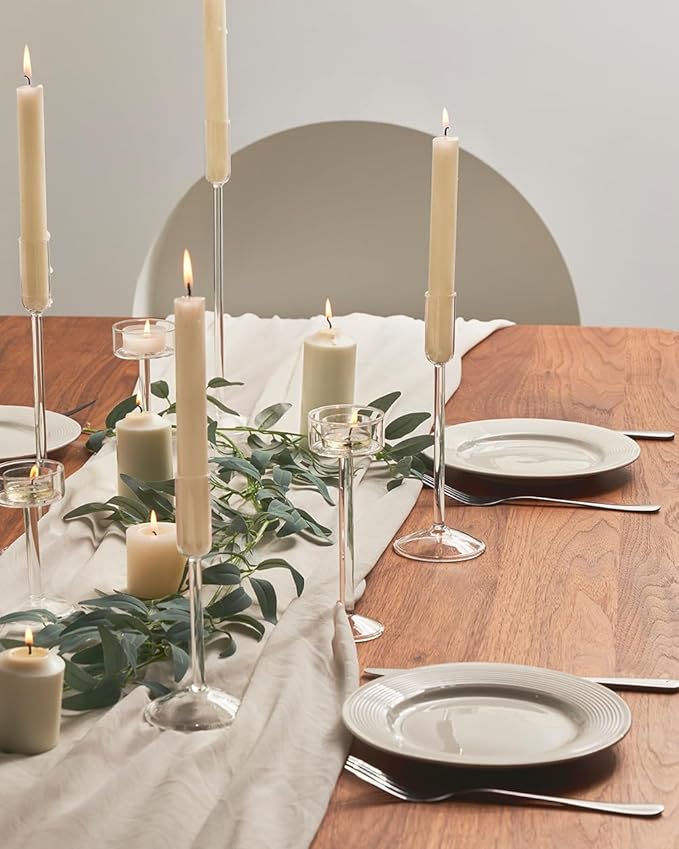 Candle Holder, Glass Taper Candle Tall Candlestick Holder, 3 Different Heights - Image 3
