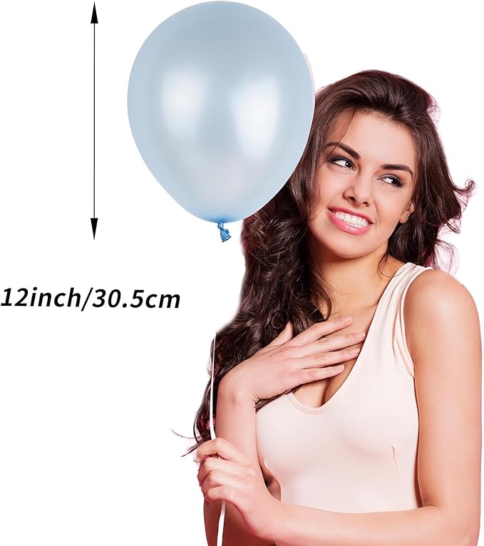 Snowflake Balloon, 12 Inch Ice Snow Blue White Balloons Pearl blue Metallic - Image 4