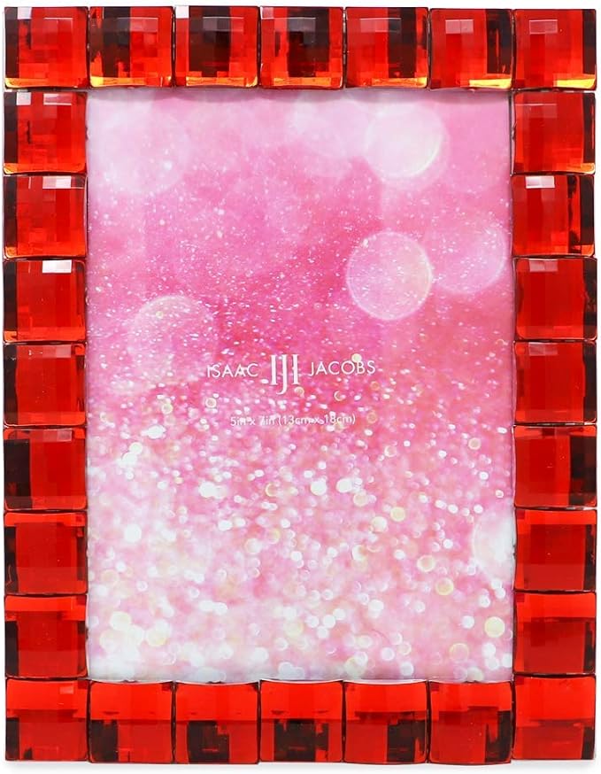 Isaac Jacobs Decorative Sparkling Red Jewel Picture Frame, Photo Display & Home - Image 2