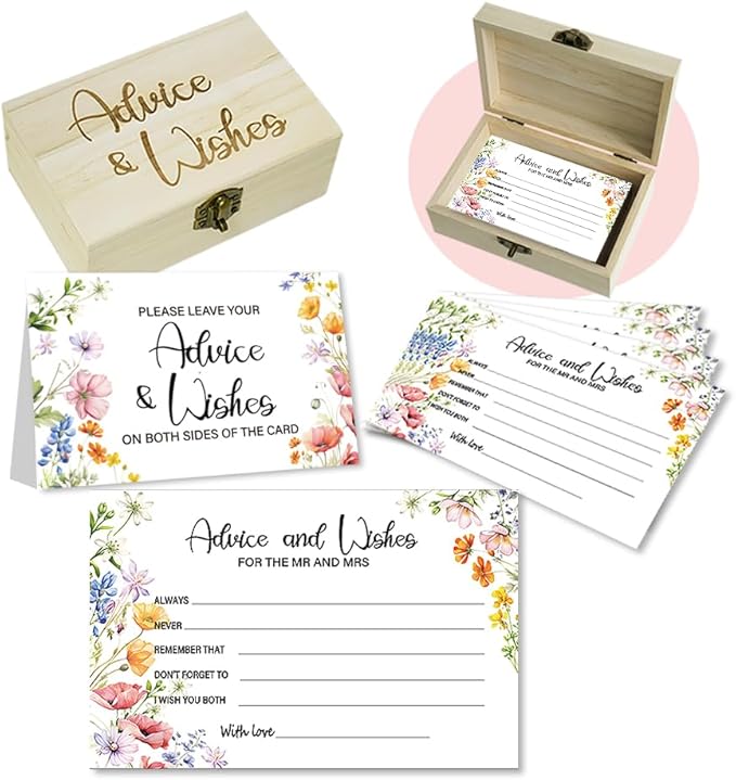 50Pcs Flower Wedding Advice Cards by Unknown