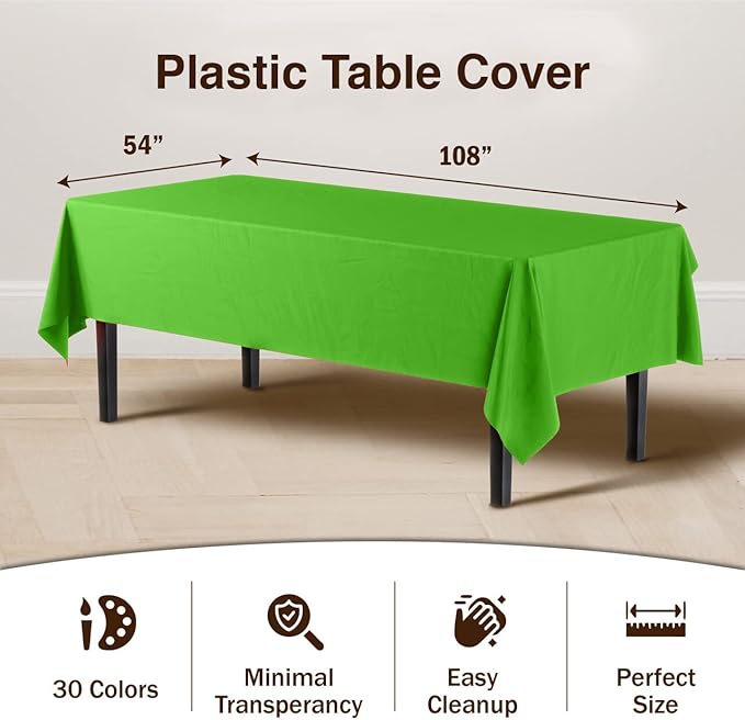 Exquisite 12-Pack Premium Plastic Tablecloth 54in. x 108in. Rectangle Table - Image 3