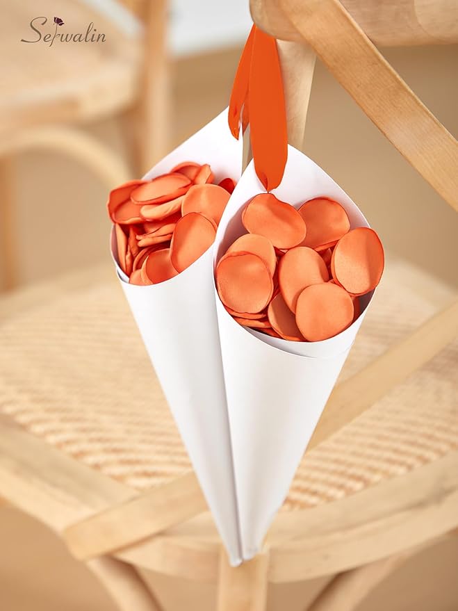 Serwalin 300Pcs Silk Rose Petals Fake Flower Petals Orange Artificial Rose - Image 8