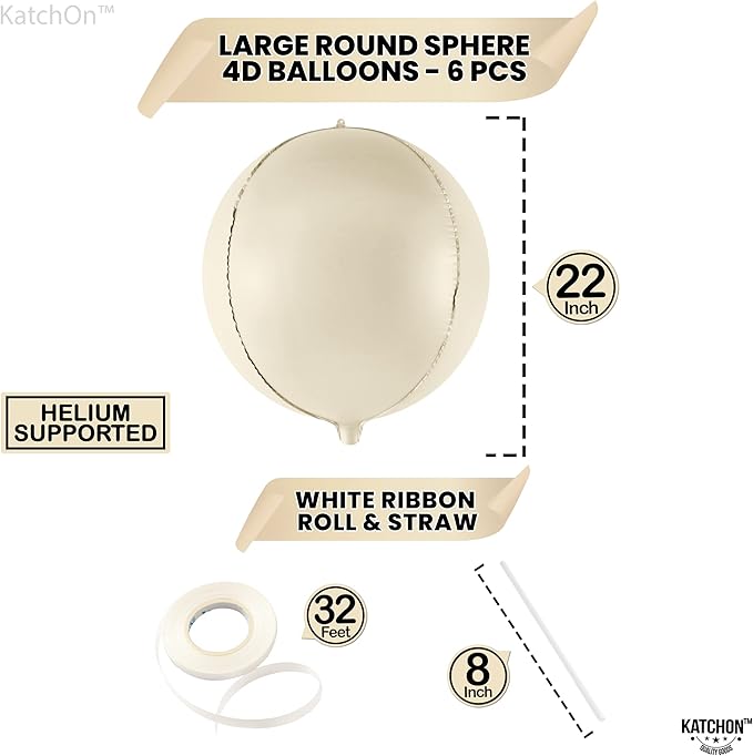 KatchOn, Huge White Sand Balloons Set- 22 Inch, Mylar Balloon - Image 2