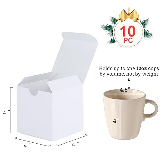 MESHA Small White Gift Boxes 4x4x4'' 10 Pack, Gift Boxes - Image 2