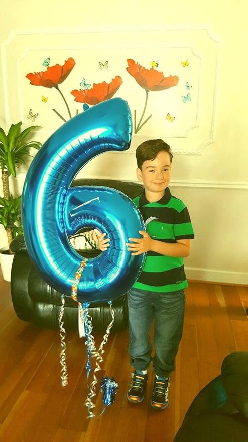 40 Inch Blue Mylar Foil Number 6 Birthday Balloon, Digital Balloons - Image 7