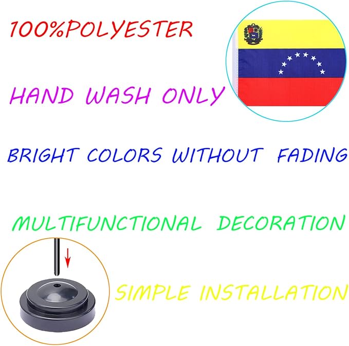 WXTWK 2 Pack Venezuela Flag Venezuela Deluxe Desk Flag Set - Image 4