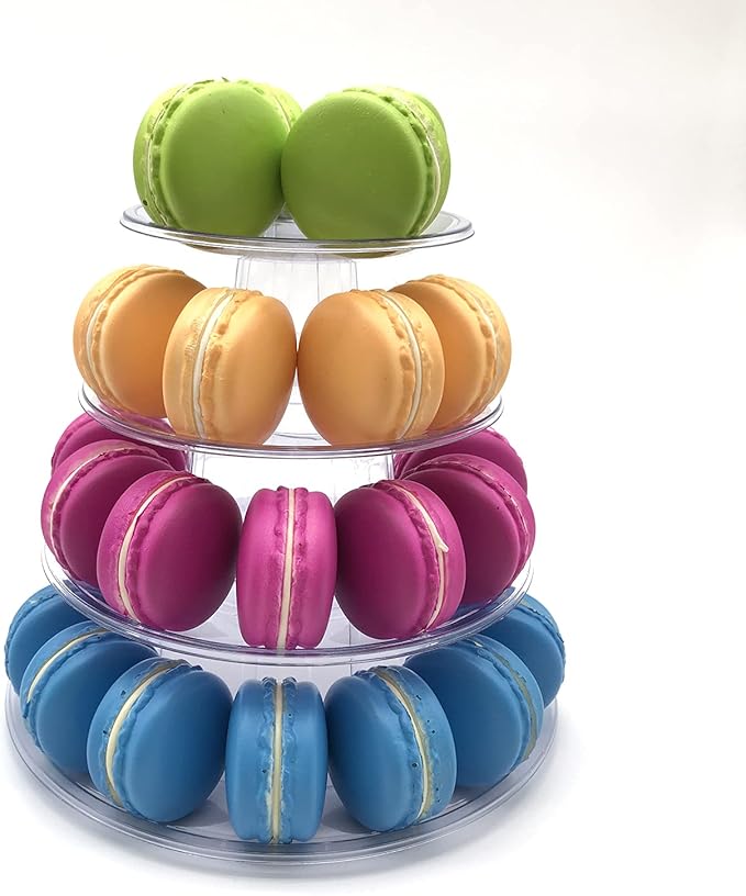 2 Set 4 Tier Macaron Display Stand Round Macaron Tower Cake Stand Dessert - Image 3