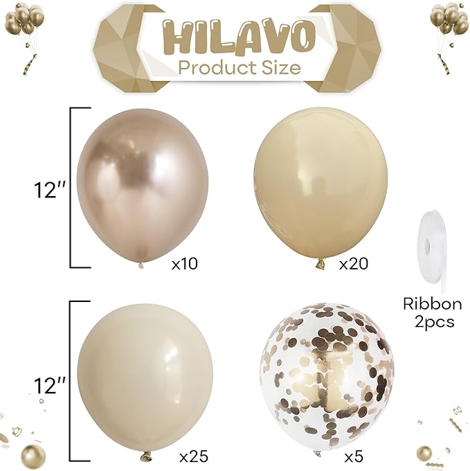 Beige and Champagne Gold Balloon Set - Image 2