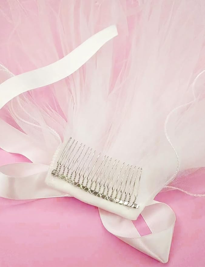 Bridal Veil with Headband Sash Glasses 4 PCS Bachelorette Party Decorations - Image 3