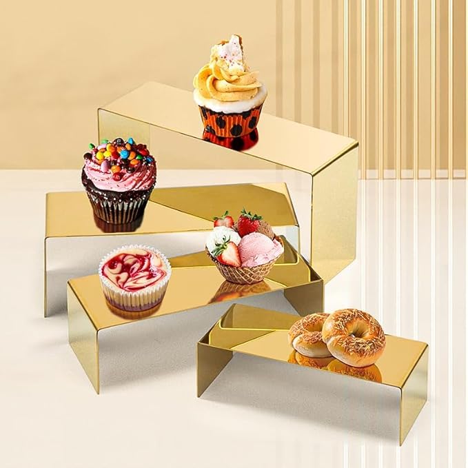 4 Pcs Gold Stainless Steel Display Risers, Display Stand - Image 5