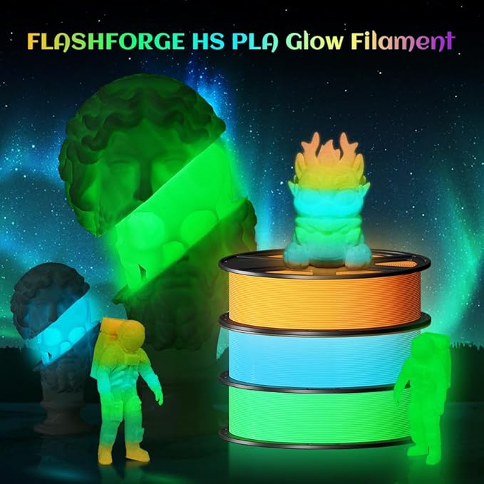 FLASHFORGE Glow in The Dark Rapid PLA Filament 1.75mm, High Flow Speedy 3D - Image 7